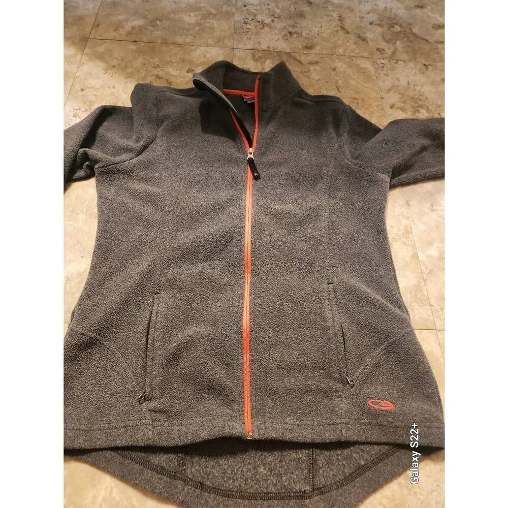 H20 Champion gray  zip-up fleece athletic activewear jacket w orange zipper